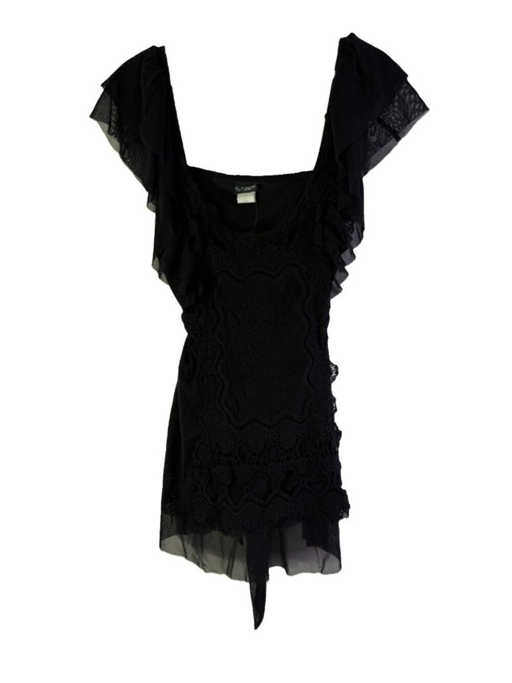 Deadstock Vintage Y2K Shirt Top Black Frilly Flounce Whimsigoth Fairy